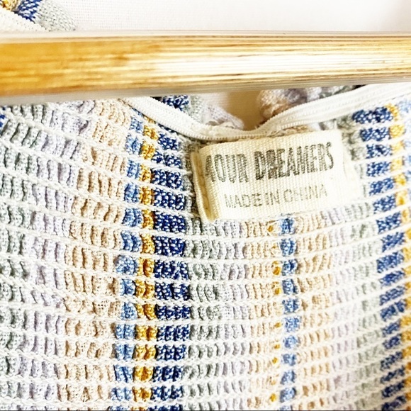 4OUR Dreamers Striped Linen Blend Dress Boho Bohemian - Picture 3 of 5